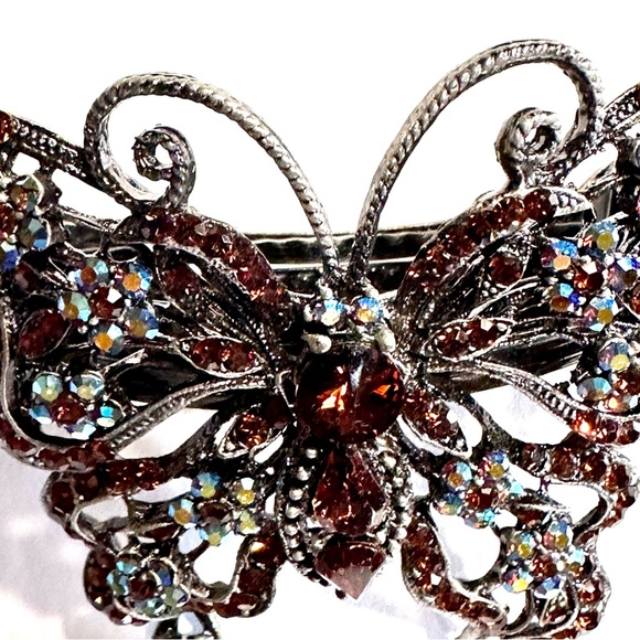 Large Vintage Butterfly Rhinestone Covered Hair Accessory Clip Sparkling 5” L - Picture 8 of 13